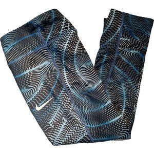 Nike Dri-Fit Blue Dot Swirl Pattern Crop Yoga Running Leggings M